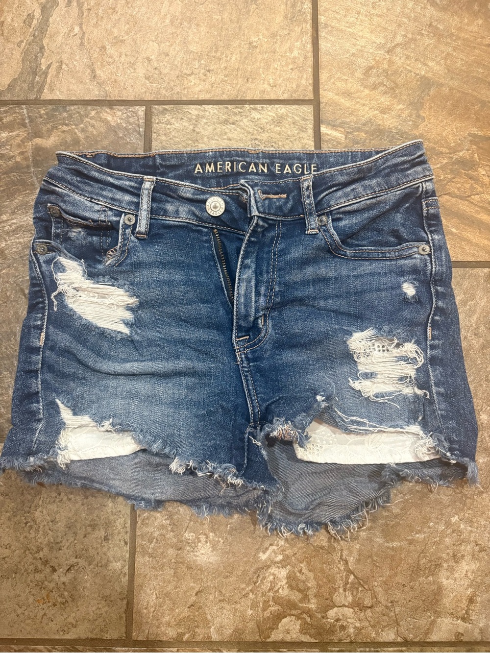 American Eagle Outfitters Blue Distressed Denim Cutoff Shorts